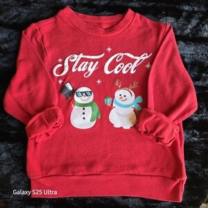 MAD Engine Red Kids Sweatshirt with Snowman Design